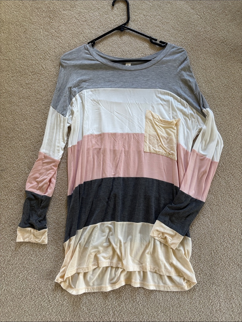 Vanilla Bay Gray White Pink Cream Colorblock Tunic
